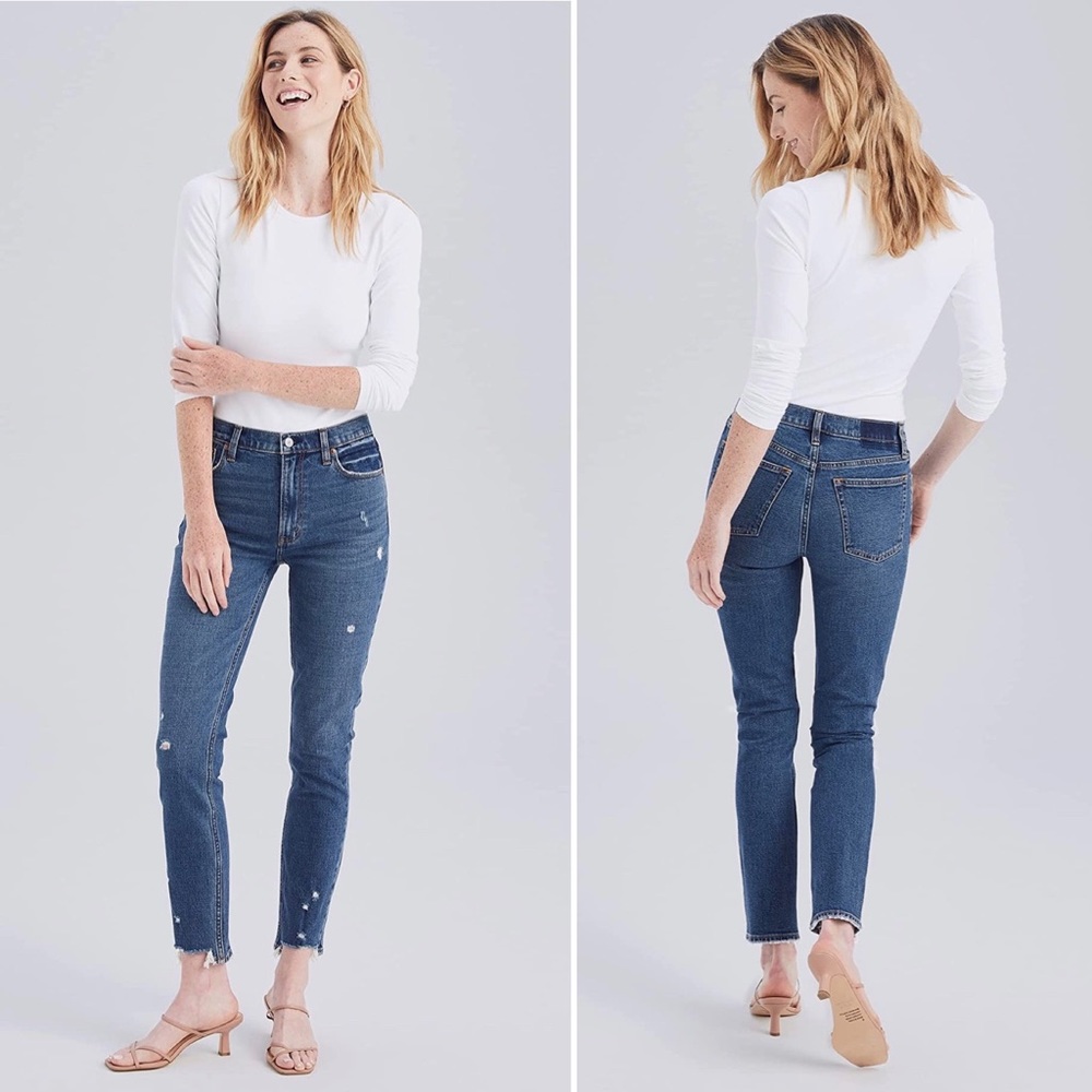Abercrombie & Fitch Skinny High Rise Distressed Cropped Raw Cut Hem Jeans
